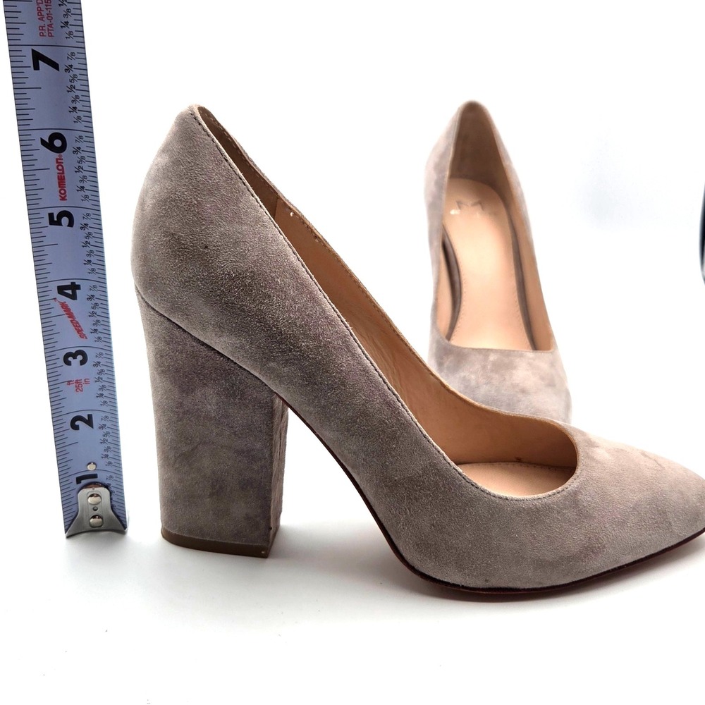 Marc Fisher Women's Pump Sz-8 Nude Beige Suede Block Heel 4" CHIC MODERN - Picture 3 of 5